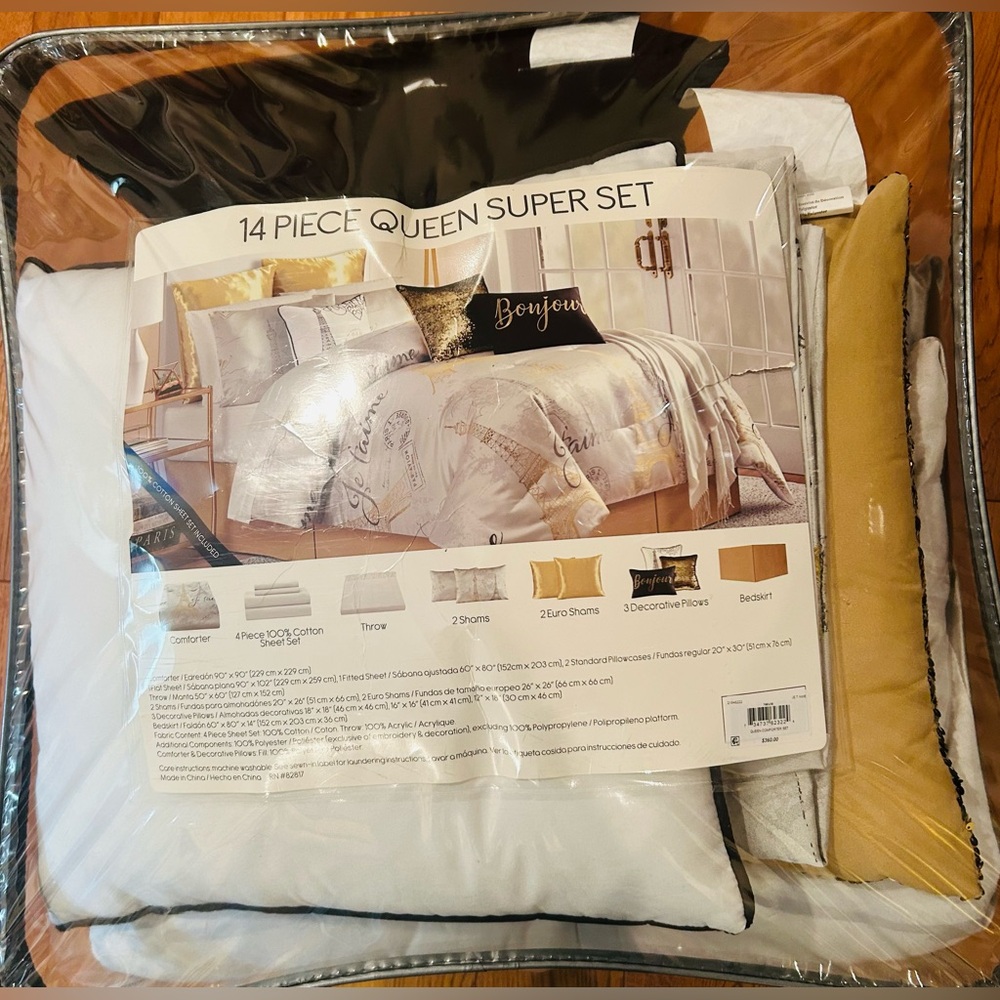 Sunham Je T'aime Paris 14-piece Queen Comforter Set New